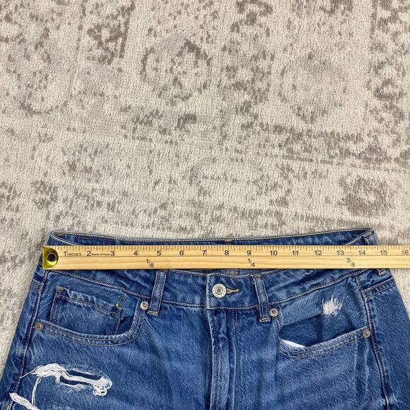 American Eagle Outfitters Blue Distressed Straight Leg Jeans - Picture 6 of 7